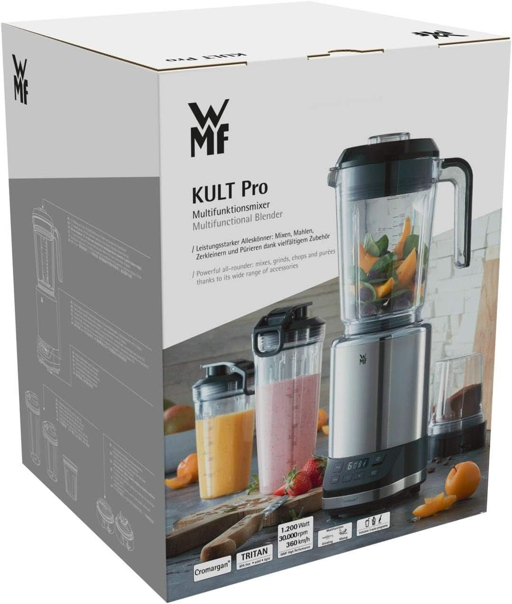 WMF Kult Pro Multifunktionsmixer Hochleistungsmixer, 30.000 U/Min, Smoothie Maker, Standmixer, Ice-Crush Funktion, 4 Mixbeholdere Inkl. Togo-Verschluss Køkken Naty Shop