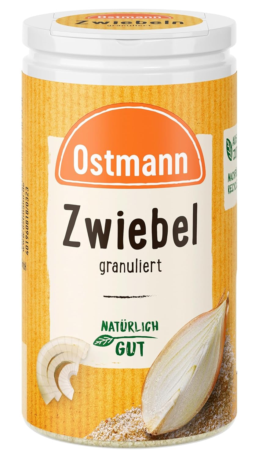 Ostmann Gewürze - Granular Zwiebeln | Zwiebelpulver zum Würzen herzhafter Gerichte | 40 g i genbrugsdosis