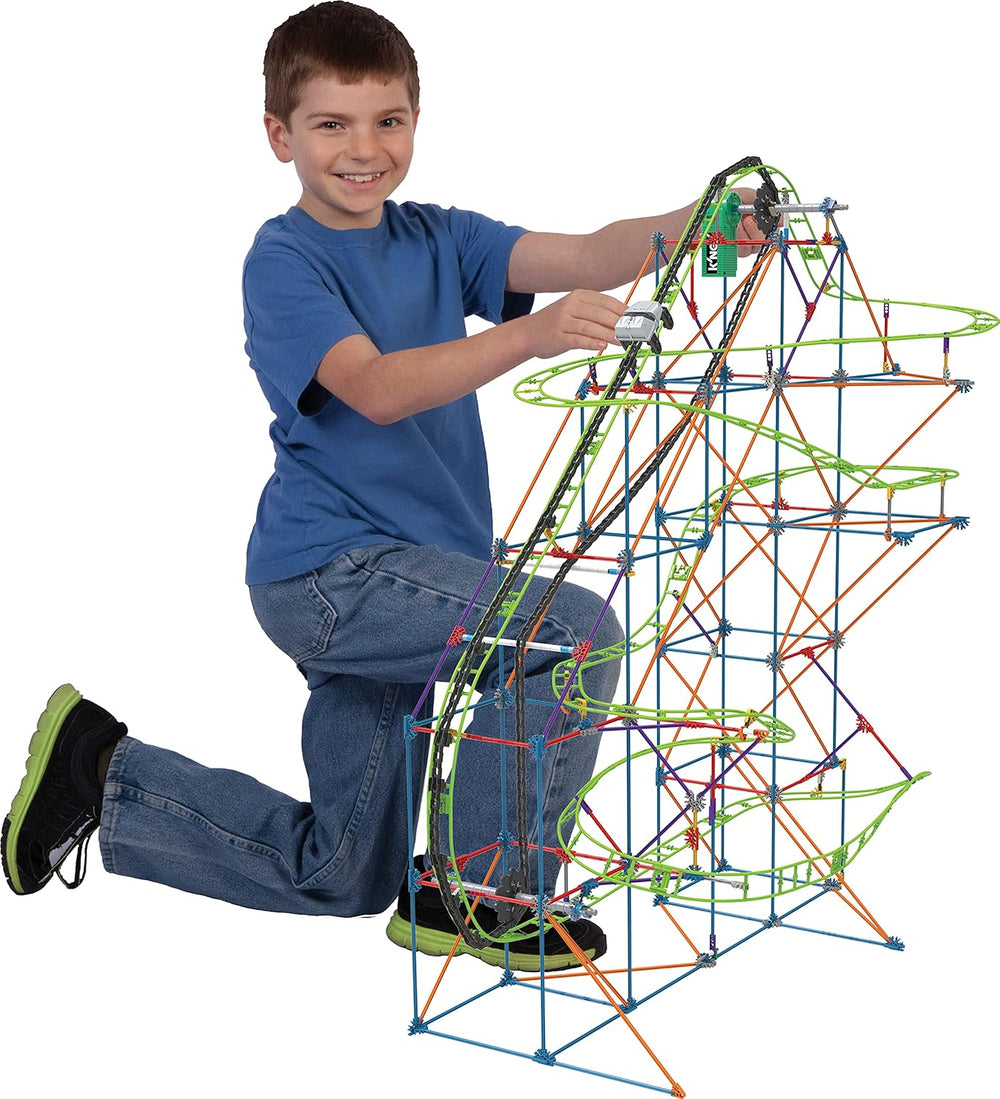 K'NEX 51438 Typhoon Frenzy rutsjebane, 2-i-1 model farverigt byggesæt til drenge og piger, 19 fods legetøj, 640 dele børnebyggesæt til børn i alderen 9 år +