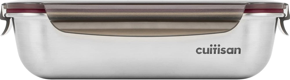 CANDL Cuitisan (Flora) borcan de depozitare a alimentelor din oțel inoxidabil cu capac cu clip, dreptunghiular, potrivit pentru cuptor cu microunde + cuptor, borcan de depozitare, EC7-SS10 2800ml Cutii depozitare alimente Naty Shop 25.9Cm X 19.5Cm X 7.1Cm / 1900Ml