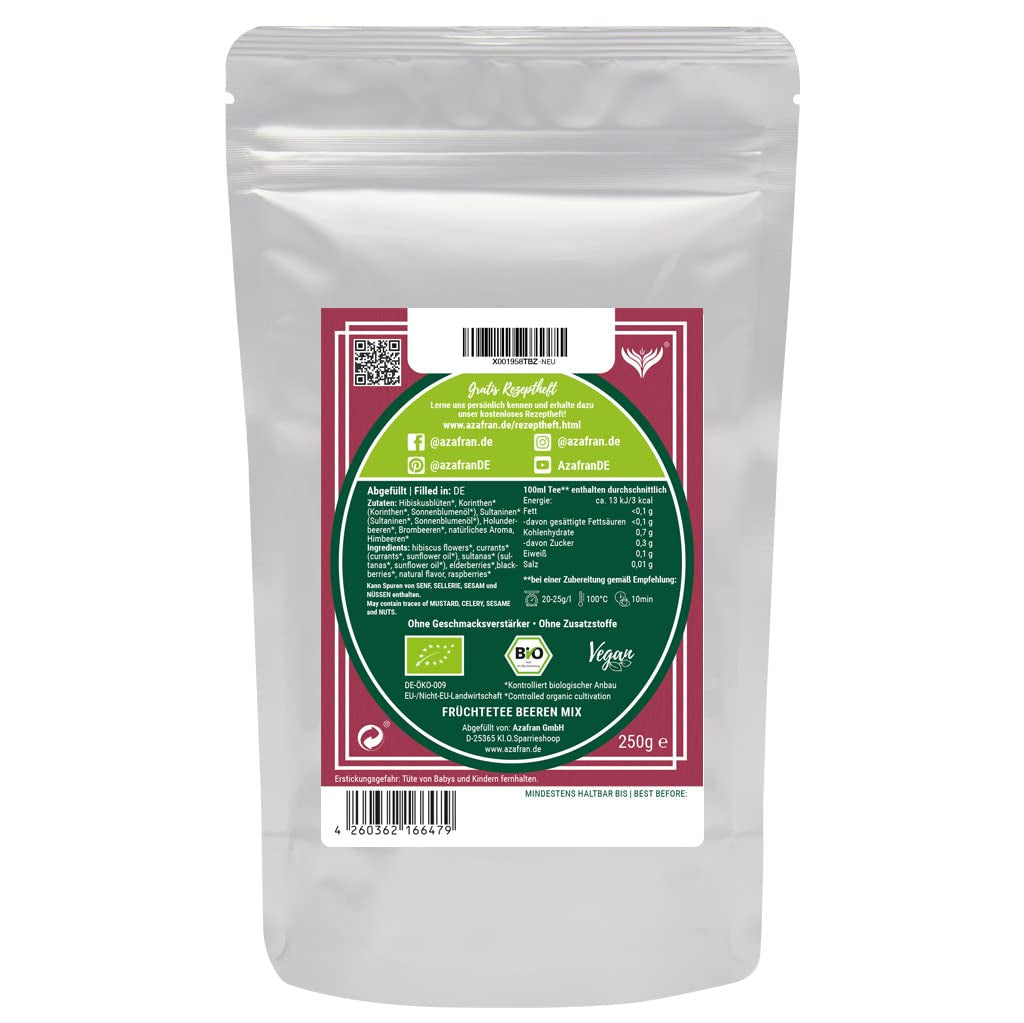 Azafran BIO Ceai de fructe Amestec de fructe roșii 250 g