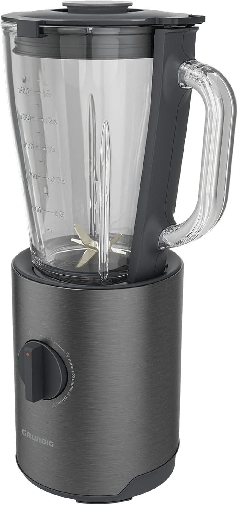 Grundig Delisia Novus SM 7140 Professionel Standmixer, 1,5 liter, 800 Watt, 6-Fach Edelstahlmesser Mit Zirkonium-Beschichtung, 5 Geschwindigkeitsstufen + Pulse-Funktion, Dark Inox/Edelstahl Kitchen Naty Shop