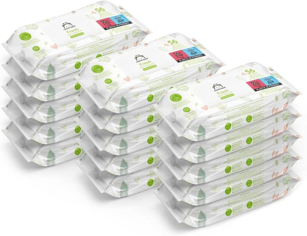 Șervețele proaspete pentru bebeluși cu Aloe Vera Mama Bear Naty Shop 56 bucăți (pachet 18)