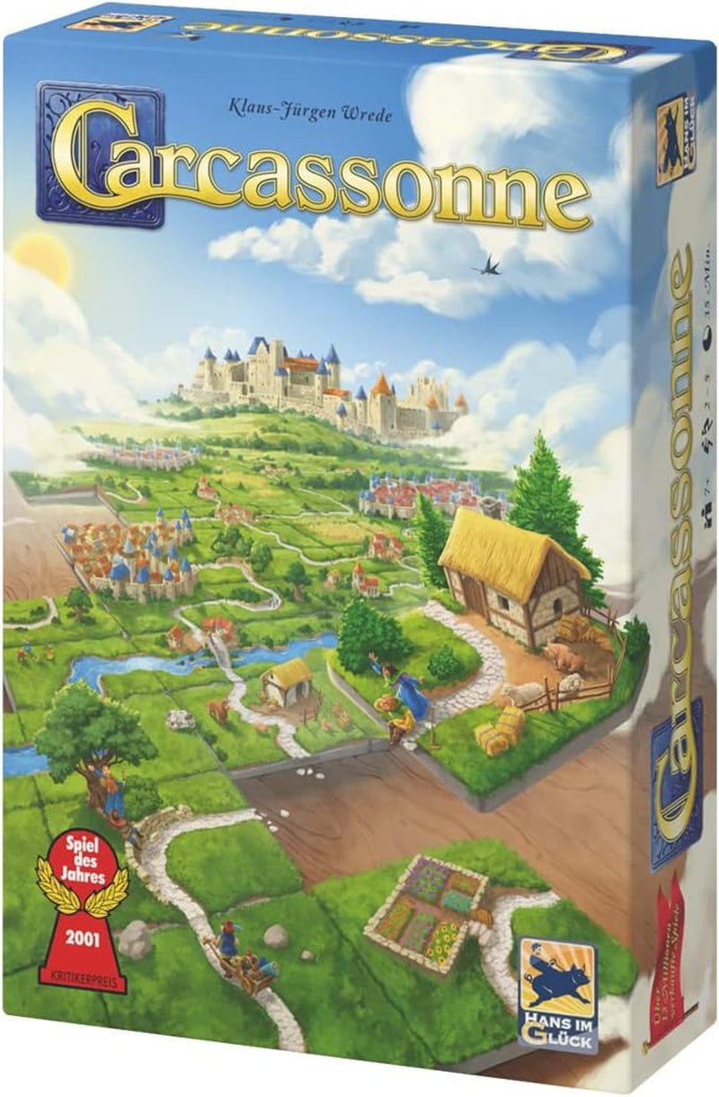 Hans im Glück, UNbox Now, Carcassonne V3.0, Kernespil, Familiespil, Årets spil 2001, 2-5 spillere, 7 år og ældre, 35 minutters spilletid, tysk