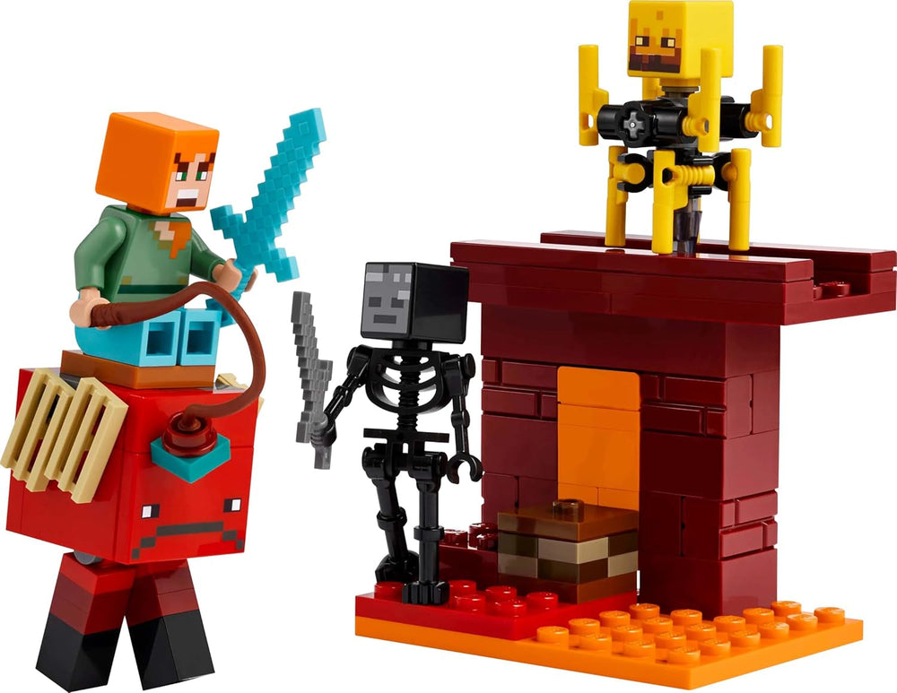 LEGO Minecraft Lava Duel of the Deep, Legetøj til videospilfans, fæstning med minifigurer inklusive Alex, Skeleton Wither, Lohe og Strider, Gave til piger og drenge 6 år 21266 Byggesæt Beuche den LEGO-Store