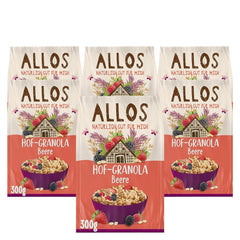 Allos Hof Granola med bær | Økologisk müsli | Müsli med bær | Sprød müsli | Korn til morgenmad | Pakke med 6 (6 x 300 g), 1 stk (pakke med 6)