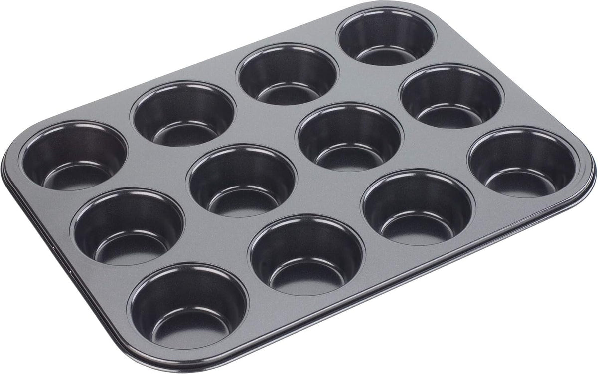 Tala Performance Muffin-Blech, 6 Löcher, Jumbo-Größe, Karbonstahl Von Professioneller Stärke, Mit Antihaftender Eclipse-Beschichtung, Schwarz Forme og bageplader Naty Shop 12 Muffinbecher