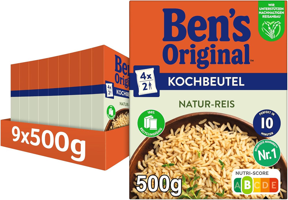 BEN'S ORIGINAL™ naturris i en pose, 9 x 500 g
