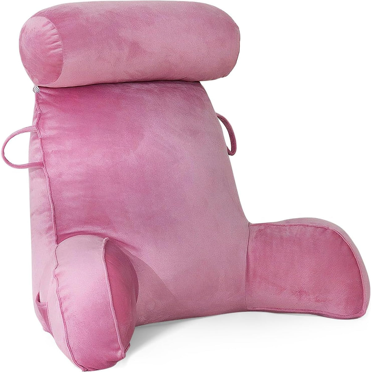 Pernă de citit XL pentru pat și canapea cu rolă detașabilă pentru gât, pernă ideală pentru spate pentru adulți cu spumă cu memorie pentru citit confortabil, lucru, joacă, vizionat la televizor, relaxare (roz)
