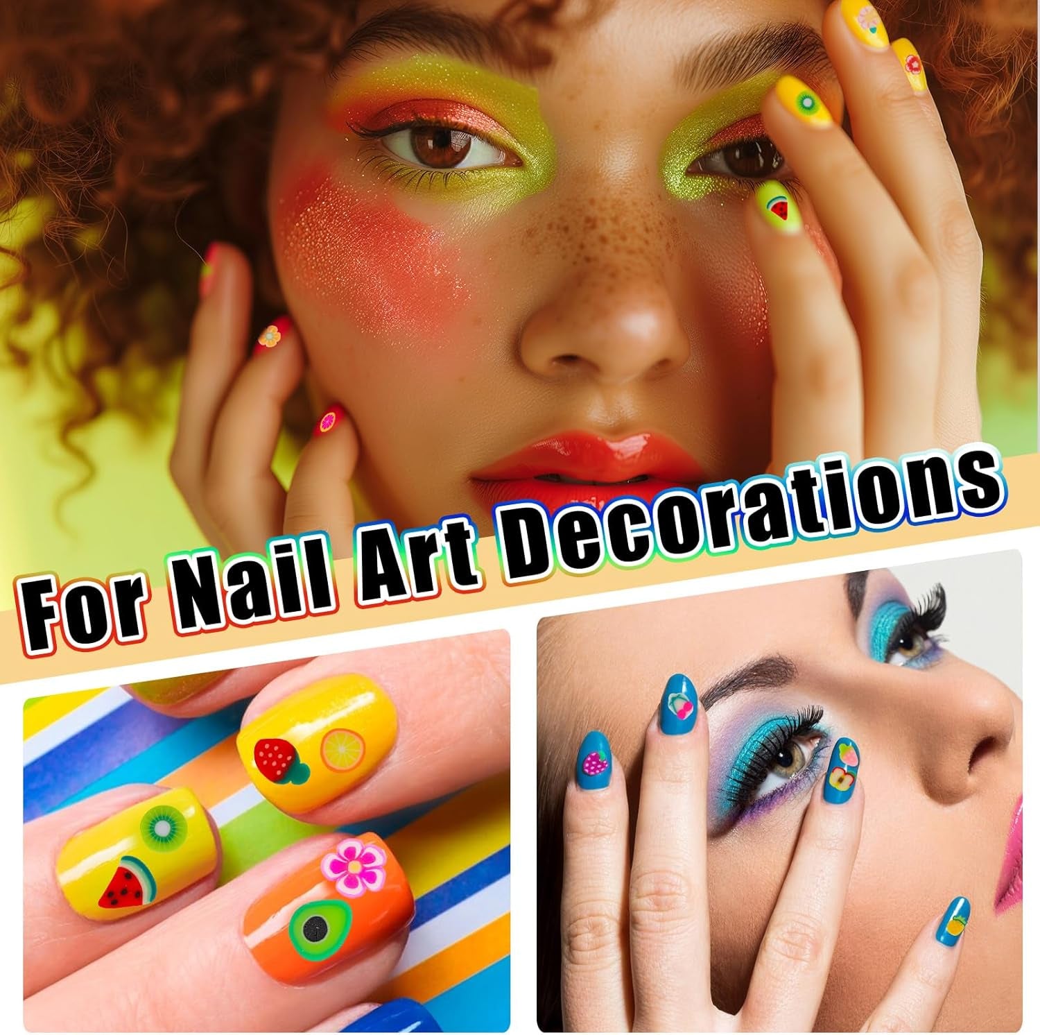 1000 Stk Nagel Obst Scheiben, Nagelkunst Fruchtscheiben Charms Cute Obst-Blumen Charms Mixed Set Mini 3D Obstscheibe Nail Art Zum Nagelkunst Handy Deko DIY Schleimbasteln Ornament Scrapbooking