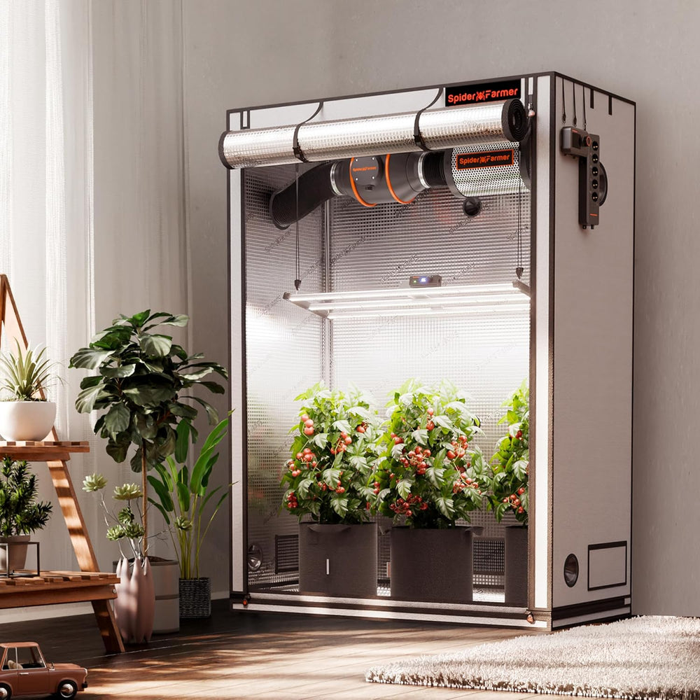 Spider Farmer Pro 70x140x200cm voksetelt med rulledør, observationsvindue, aftageligt gulvpanel, Mylar 2000D stof, til indendørs hydroponics med SF4000, G4500, SE4500