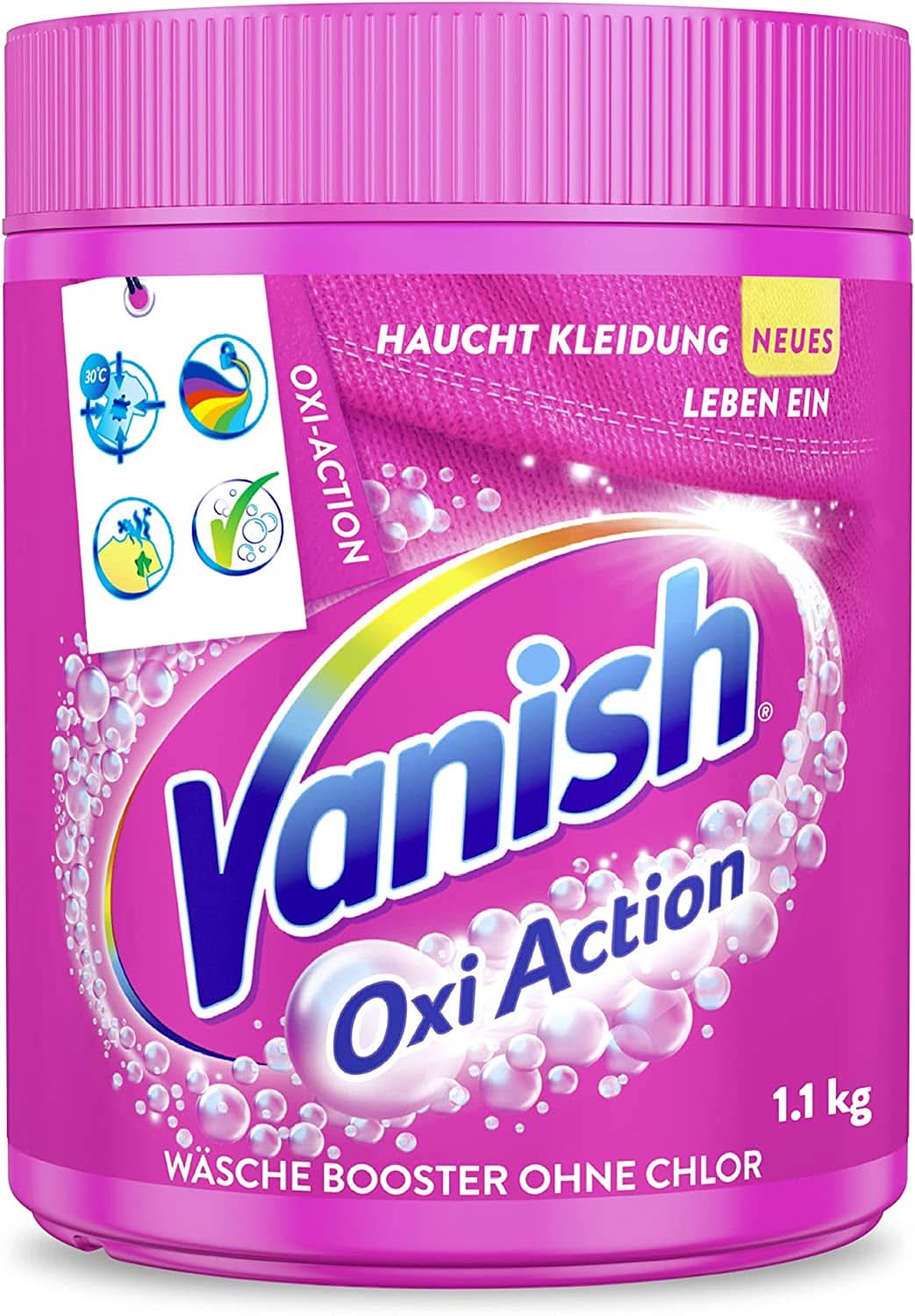Vanish Oxi Action Powder Pink - 1 X 1,65 Kg - pulver til at fjerne pletter og forbedre vasketøj uden klor - til farvet vasketøj Vaskemidler Naty Shop