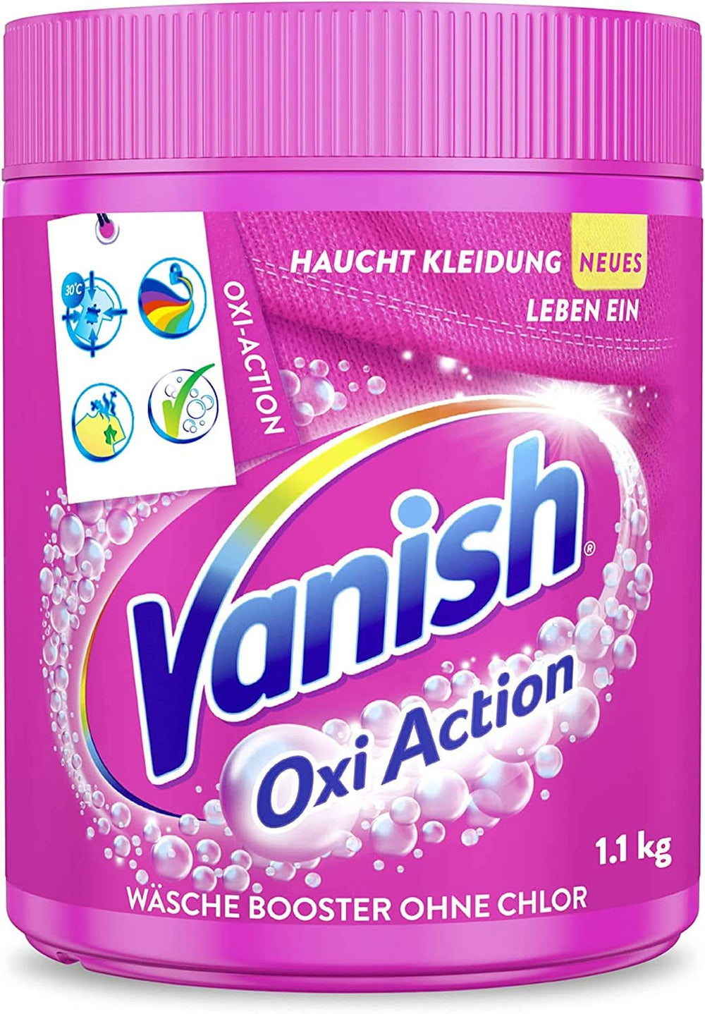 Vanish Oxi Action Powder Pink - 1 X 1,65 Kg - pulver til at fjerne pletter og forbedre vasketøj uden klor - til farvet vasketøj Vaskemidler Naty Shop