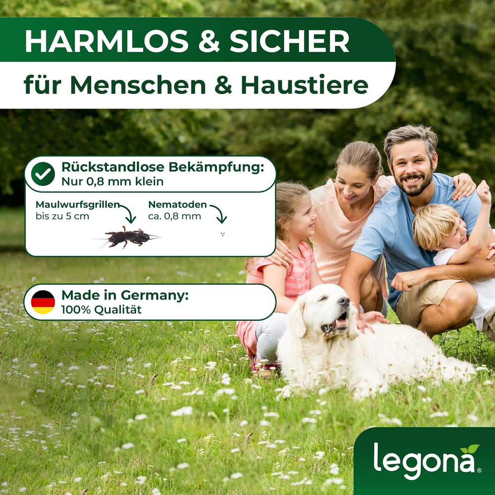 Legona Sc-Nematoden Zur Bekämpfung Von Maulwurfsgrillen - 50 Mio. Für 100M² / 250L Blumenerde/Bio Schädlingsfrei Gießmittel Für Rasen Und Beet