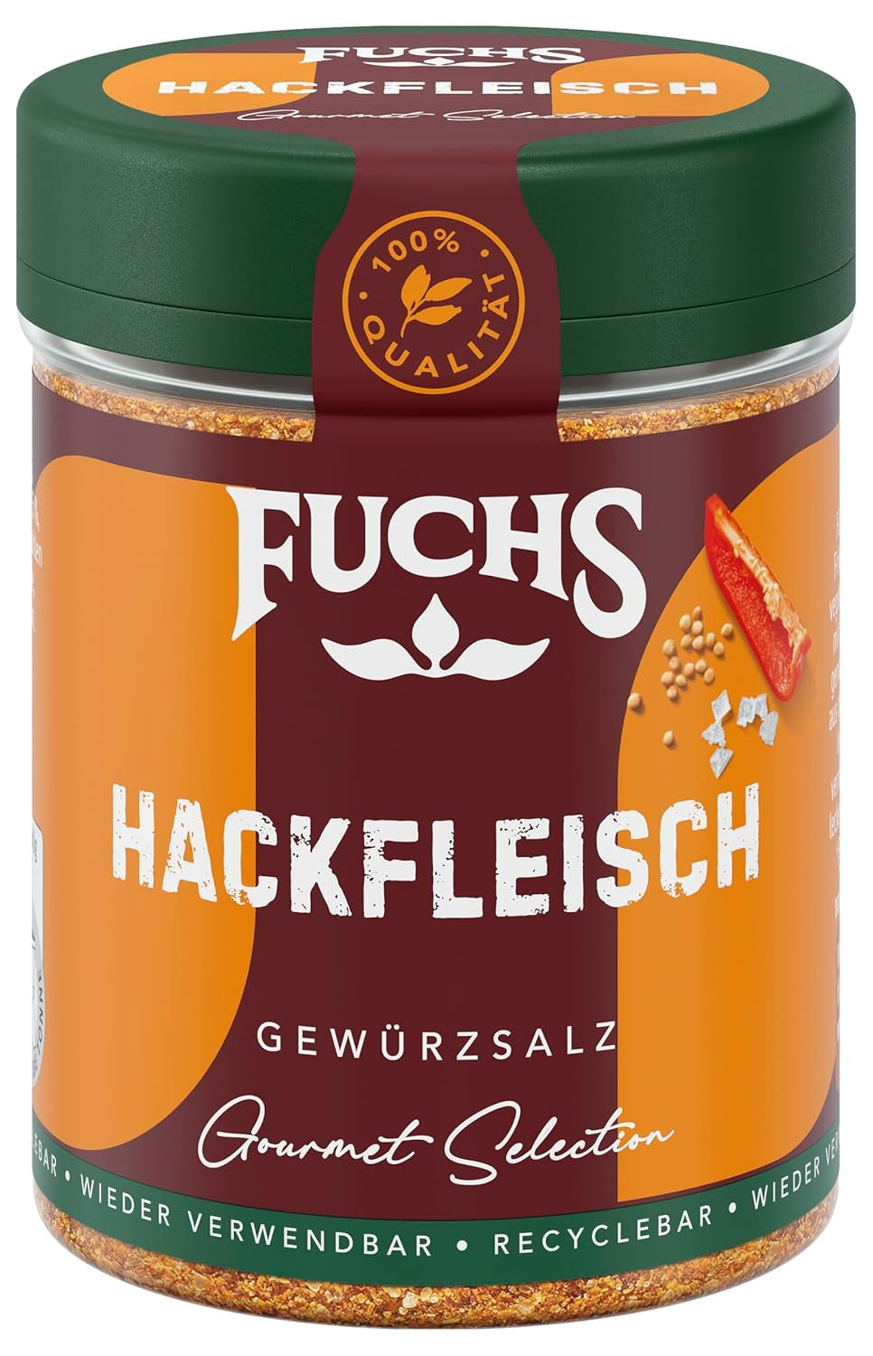 Fuchs Gourmet Selection Klassisch/Heimisch – Bratkartoffel Gewürzsalz, nachfüllbares Kartoffel Gewürz, Salz zum Würzen von Brat- & Ofenkartoffeln, Pommes Frites & Co, vegansk, 70 g
