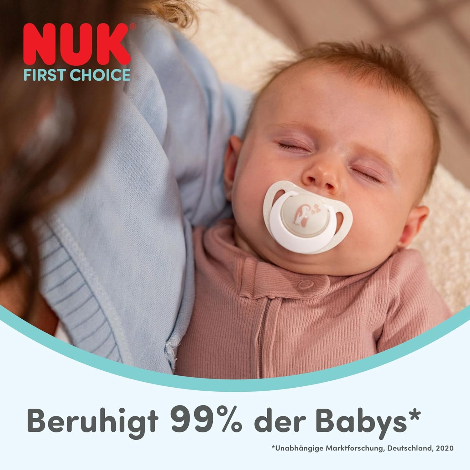 Suzetă NUK First Choice Night pentru bebeluși | 6-18 luni | Suzete ortodontice care strălucesc în întuneric | Calmează 99% dintre bebeluși** | Iepure/Oaie | Pachet 0-2