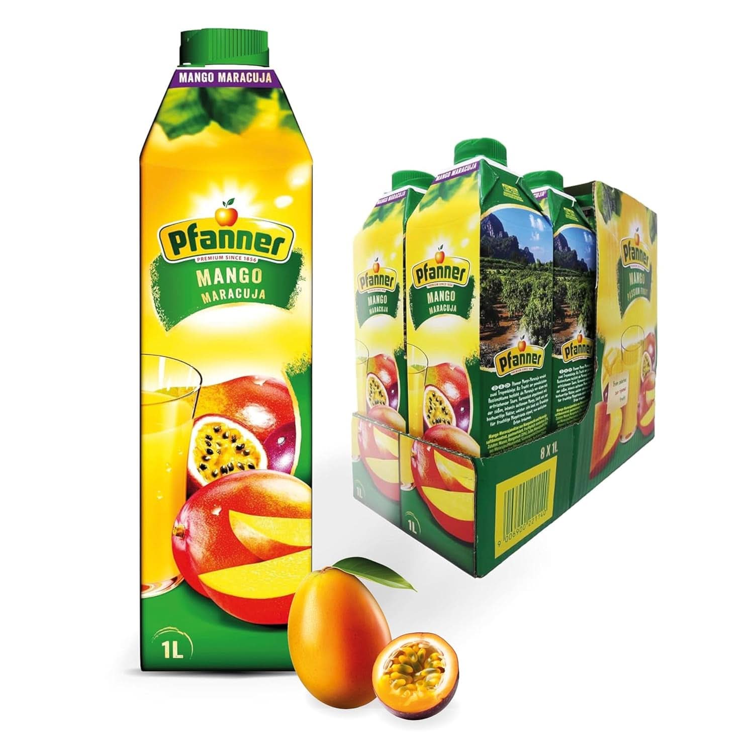 Pfanner Strawberry Fruit Nectar (8 X 1 liter) - 30 % frugtindhold - Strawberry Drink Naty Shop Mango-Maracuja