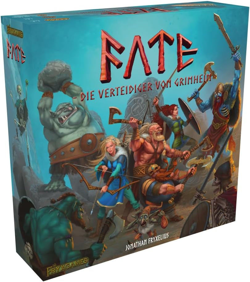 Fate: Defenders of Grimhelm, ELSNER Games, Cooperative Fantasy Board Game, Tower Defense Strategy, 1-4 Players, Ages 14+, Epic Adventure, Heroes & Magic, Tactical Game, FryxGames