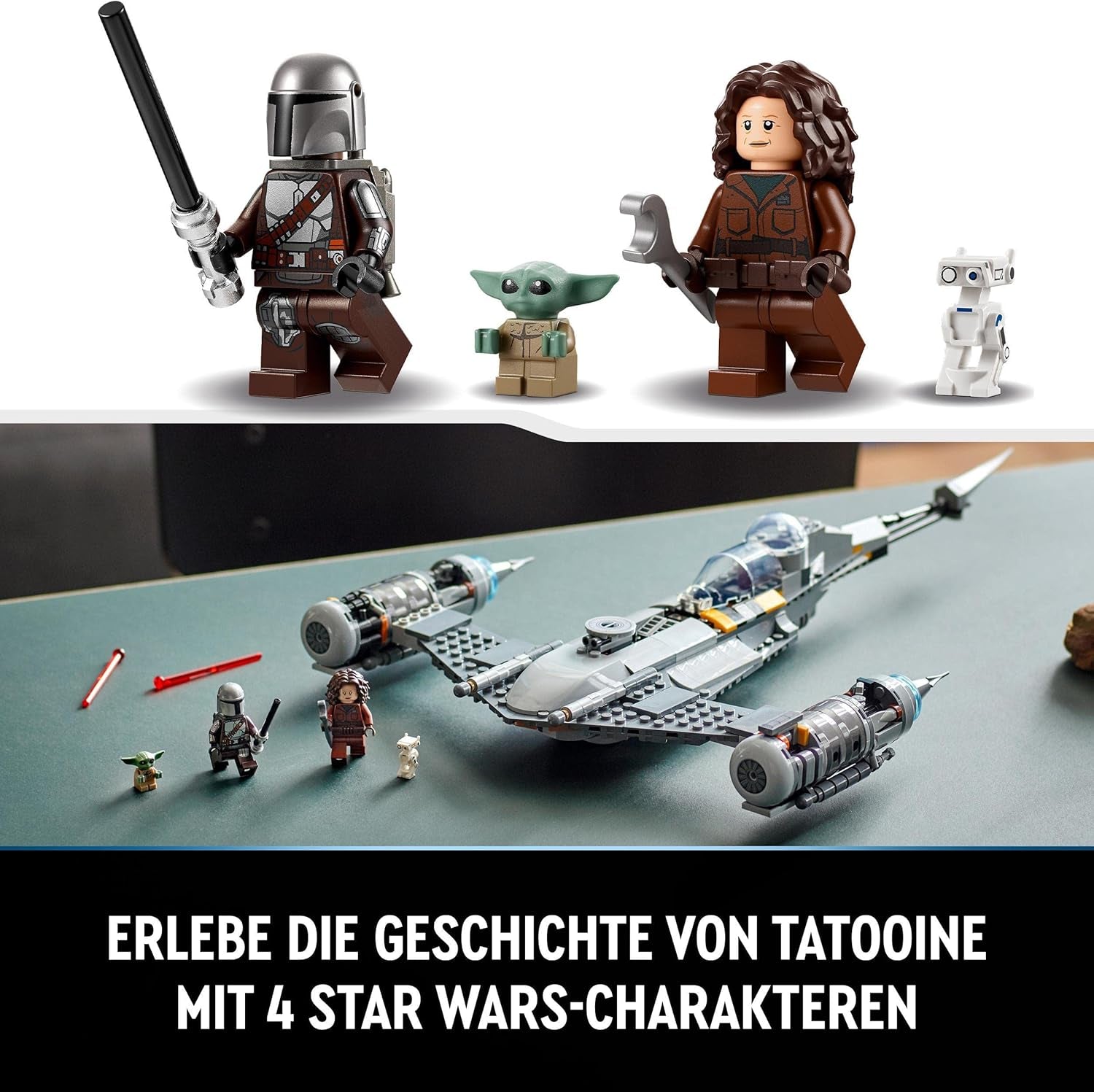 LEGO Star Wars Mandalorian Fighter N-1 fra Boba Fetts bog Byggelegetøj med rumskib Sæt med 4 figurer inklusive Baby Yoda figur 75325 Byggesæt Besuche den LEGO-Store