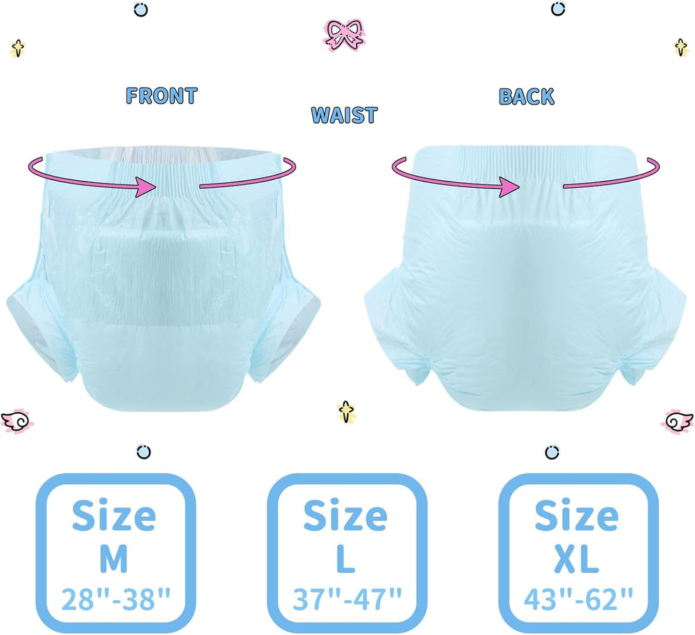 CutiePlusU voksenbleer, tør overflade, maksimal absorptionsevne natten over, engangsble til inkontinens - blå, 2 stk. (medium 71-96 cm)