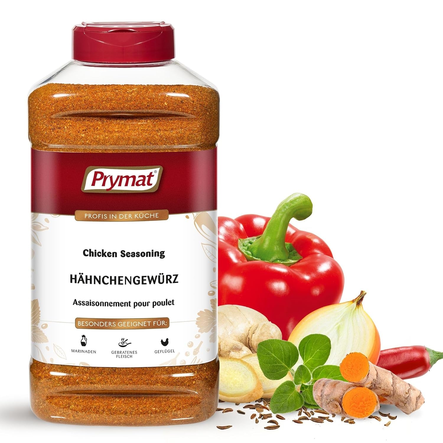 Prymat Hähnchengewürz 1100g, Gewürzmischung für Hhn, Tyrkiet, Ente, Gans, Grillgewürze, Marinade für Fleisch im Streuer