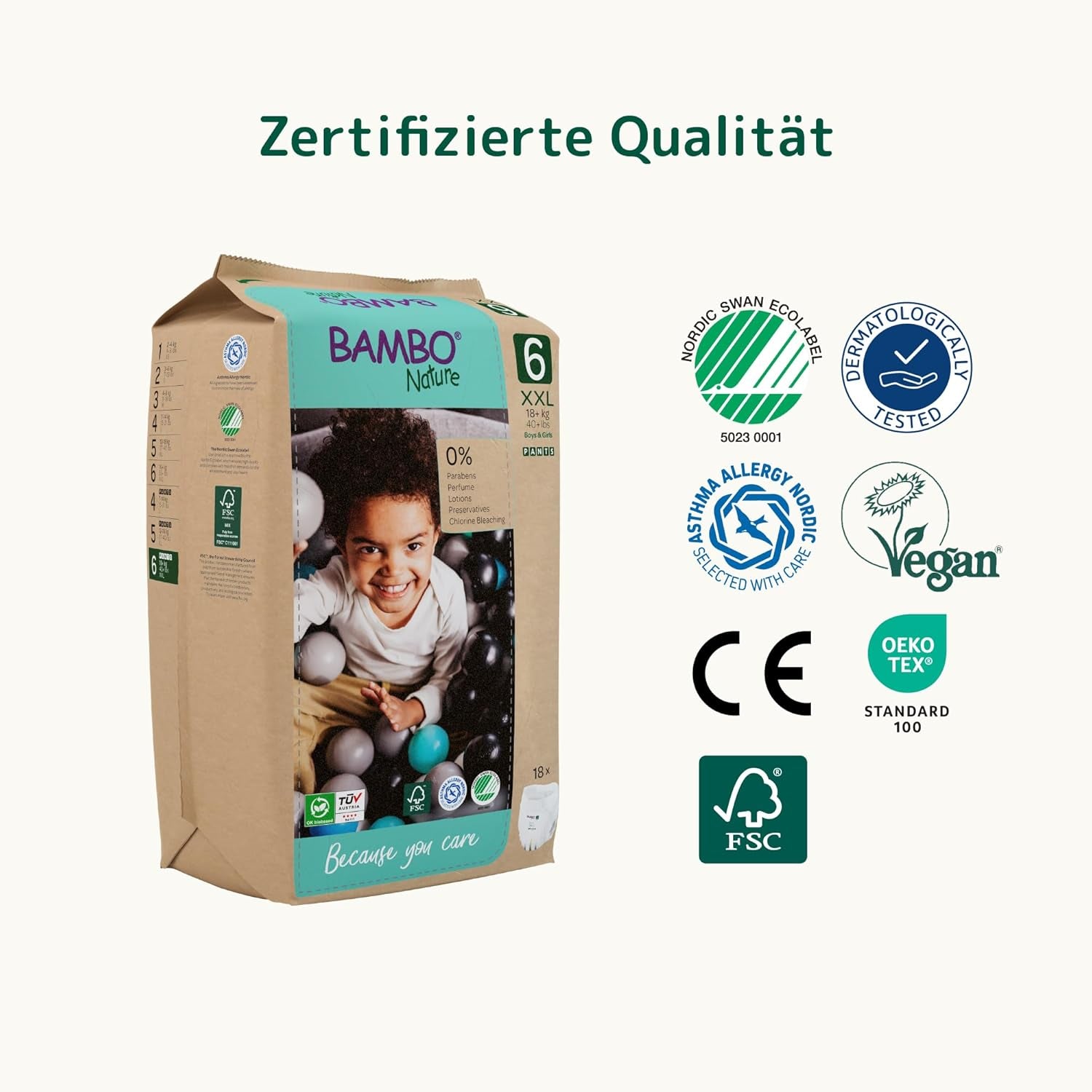 Bambo Nature Babybleer, størrelse 6 (15+ kg) - Månedlig æske med 90 | Spædbørnsbleer med forbedret lækagebeskyttelse | Maksimal komfort og frihed for aktive børn | Dermatologisk testede bleer