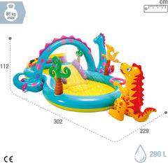 Intex 57135NP - Dinoland oppustelige legecenter, Vinyl, Flerfarvet, 302x229x112 cm