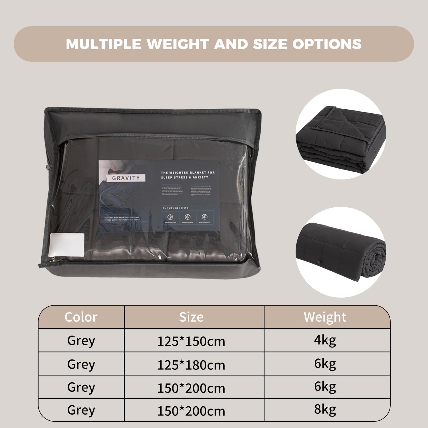 Good Nite Vægtet tæppe til voksne Grå Afslapningstæppe til og til afslapning Vægtet tæppe Grå 125X150Cm 4Kg Dyner og dyner Naty Shop