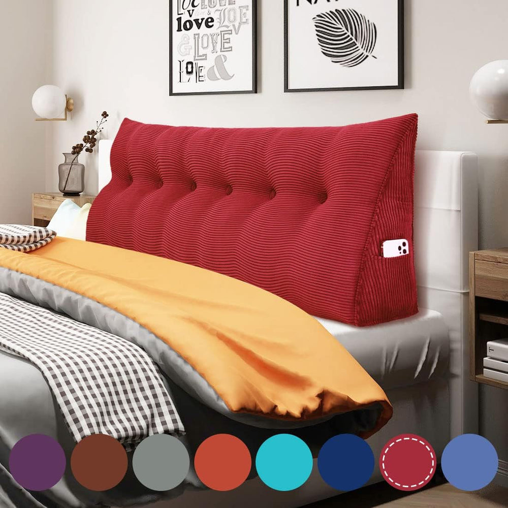 Pernă Johnear cu pană, pernă de citit pentru pat și canapea, pernă pentru spătar, pernă pentru tăblie, pernă lombară triunghiulară mare (gri, 45 cm)