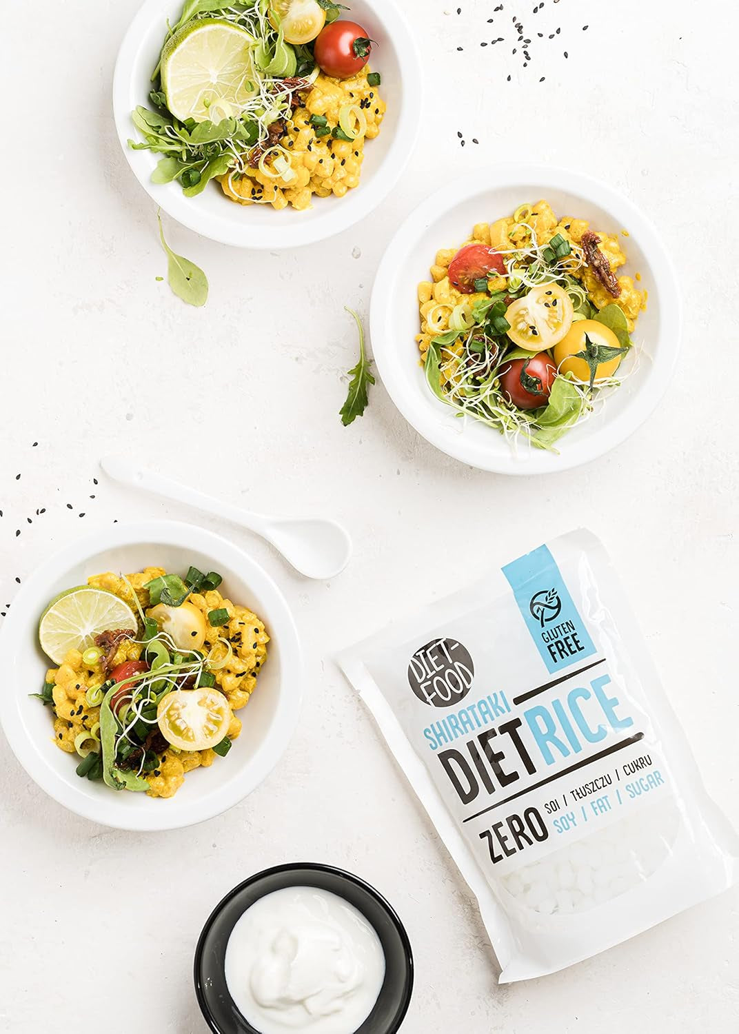 DIET-MAD Instant Shirataki Konjac-ris, lavt kulhydratindhold, lavt kalorieindhold, vegansk, fedtfri, sojafri, glutenfri, keto-venlig, slankende risnudler, 200 gram