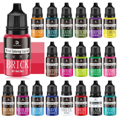Colorant alimentar - 20 de culori x 10 ml coloranți alimentari concentrați lichizi pentru decorarea torturilor, copt, fursecuri, macaroane - Colorant alimentar fără zahăr pentru băuturi, decorarea torturilor, slime DIY, ouă de Paște