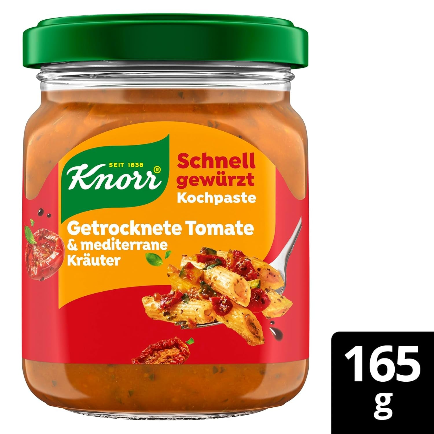 Knorr Schnell gewürzt Kochpaste Getrocknete Tomato & Mediterranean Kräuter einfach & schnell für en besons intensiveen, geballten Gesmack 165 g