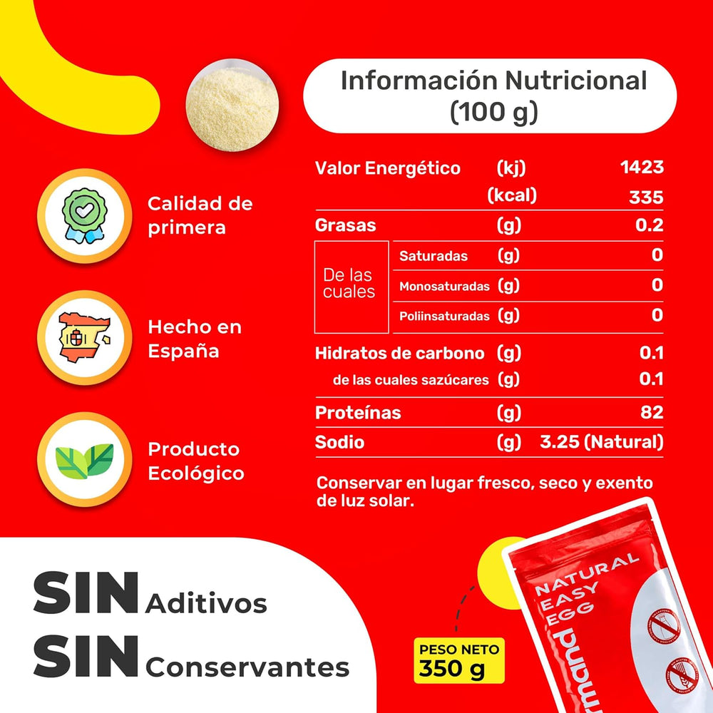 Eiklarpulver (350g) | Getrocknetes Eiklar Pulver | Eialbumin für Backen & Kochen | Ohne Zusatztoffe | Laktosefri Zip-Bag emballage