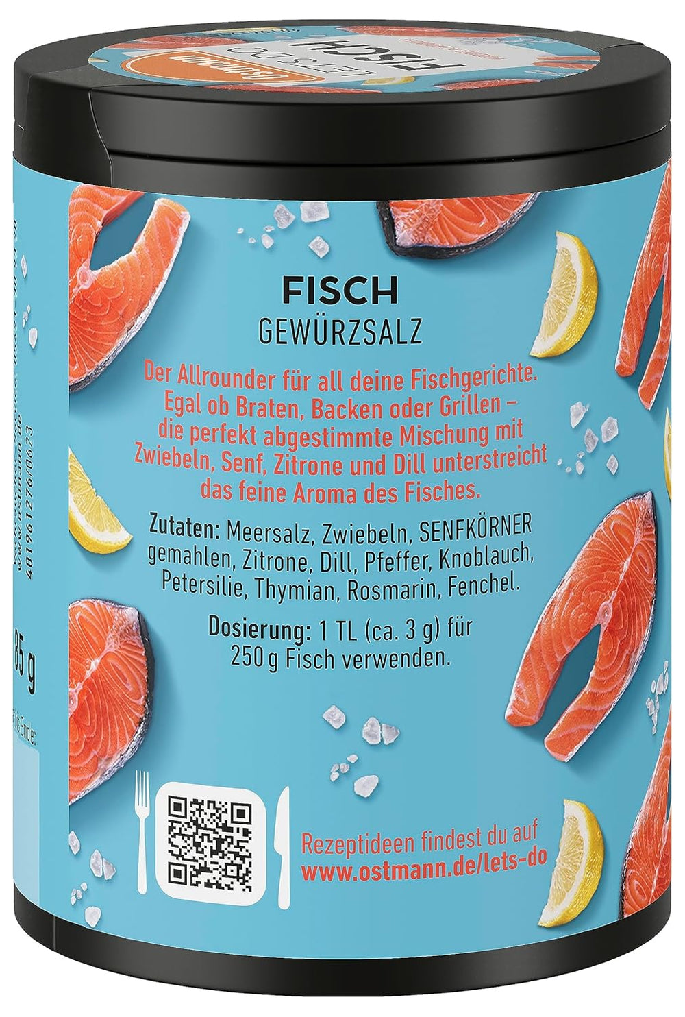 Ostmann Gewürze - Let's Do Fisch Allrounder | Gewürzsalz für Bratfisch, Flammlachs und Meeresfrüchte | Würziger Allrounder med sennep, citron og dild | 85 g i Metalldose genbrugsbar