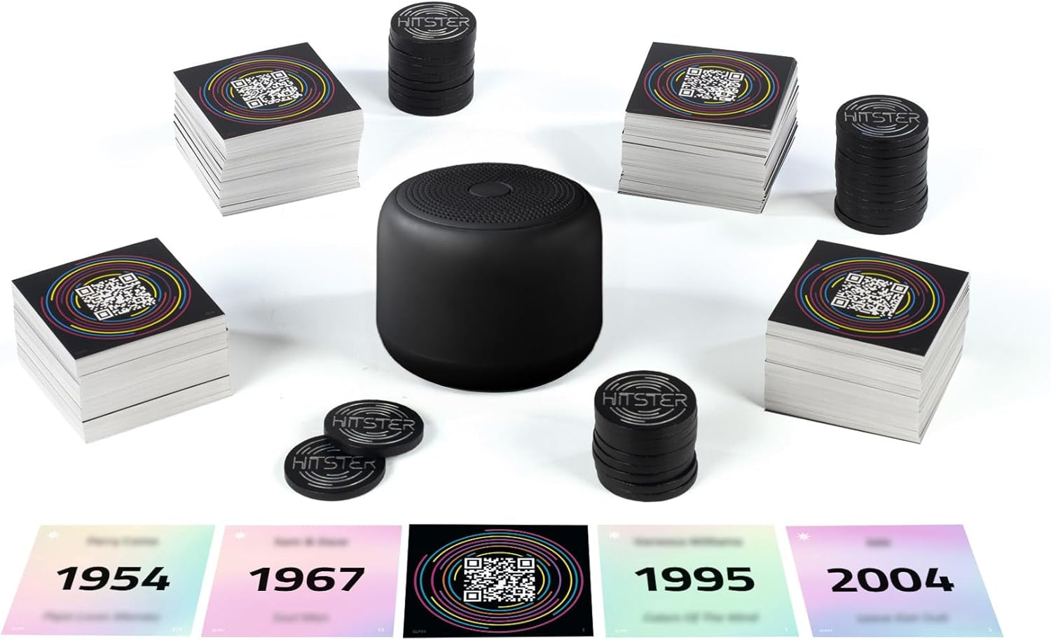 Hitster Platinum Edition – Festmusikspil med 500 sange fra pop, rock, hiphop, dans og mere, inklusive højttaler