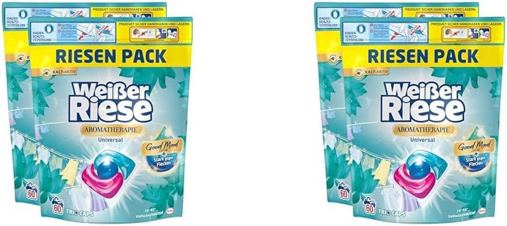 White Giant Universal Trio-Caps Aromatherapy Floral Sensation (120 spălări), Detergent de rufe cu lotus, Detergent pentru rufe grele cu parfum intens Detergenti Rufe Naty Shop 2 x 120 buc