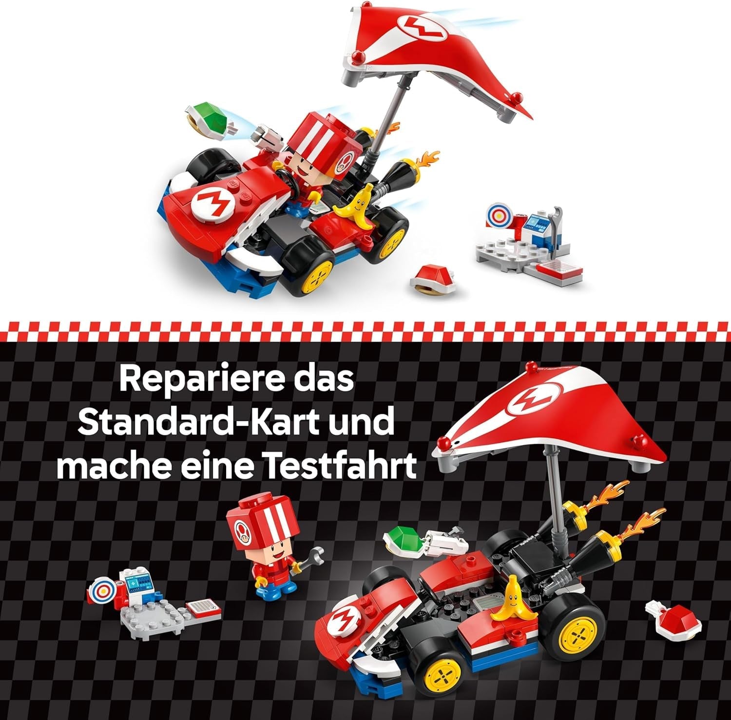 LEGO Super Mario: Mario Kart - Standard Kart, Nintendo Collection, Gave til børn, Tillader drenge, piger og spillere fra 7 år og op til at spille selvstændigt, Eventyrlegetøj med tudsefigur 72032 Byggesæt Besuche den LEGO-Store
