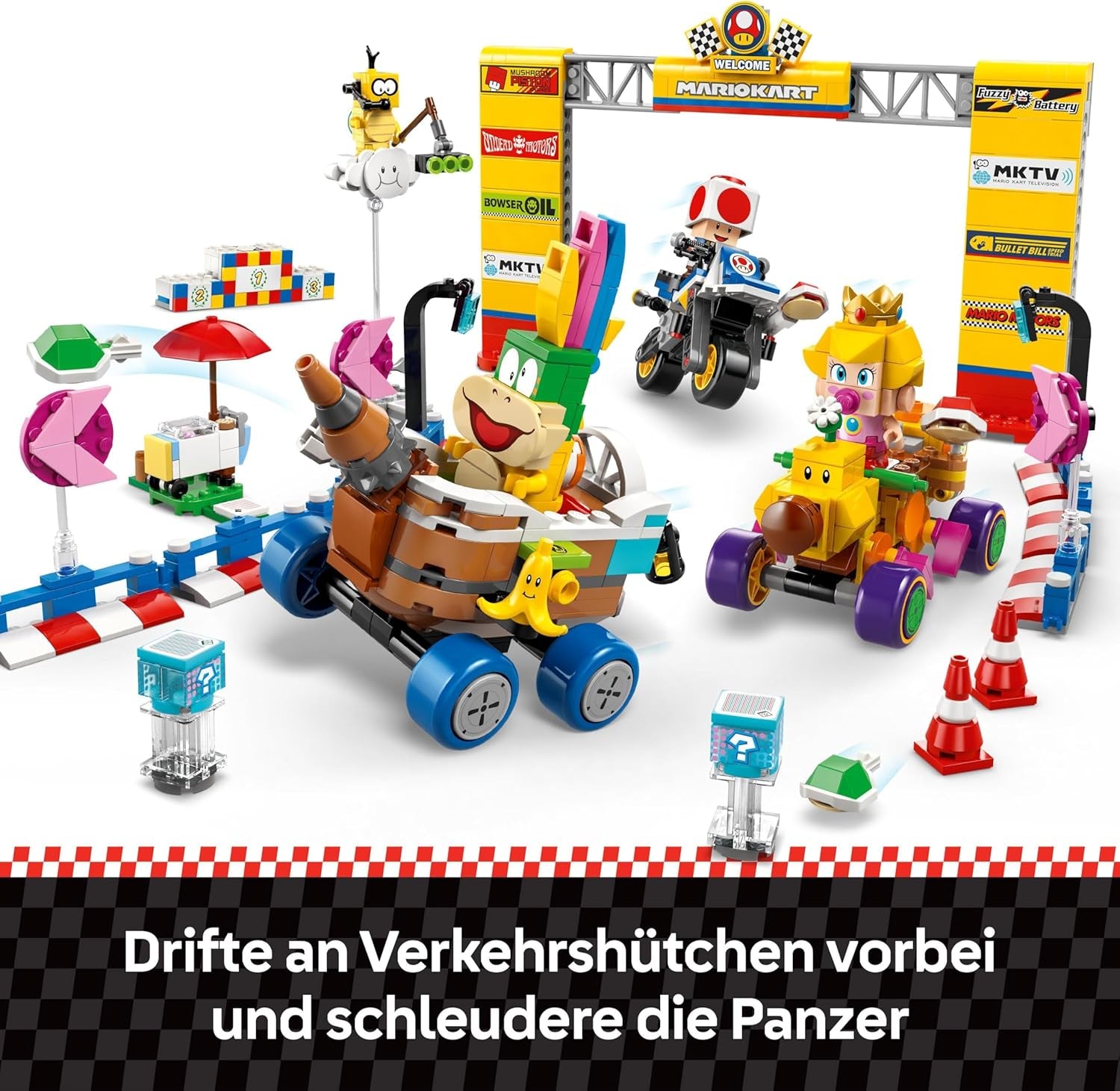 LEGO Super Mario: Mario Kart - Baby Peach & Grand Prix-sæt, Nintendo-figurer - Toad, Lakitu, Baby Peach og Lemmy, Gave til drenge, piger og spillere 8+, Eventyrlegetøj 72036 Byggesæt Beuche den LEGO-Store