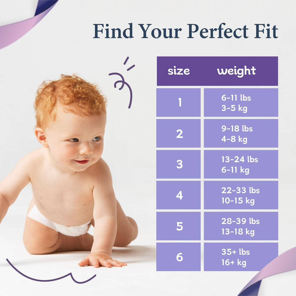 Miljøvenlige bleer til nyfødte Størrelse 1 (3-5 kg) Ultratynd Blød Hypoallergenisk til følsom hud 3D-lækagebeskyttelse Premium dag- og natbrugsvådhedsindikator 180 tal