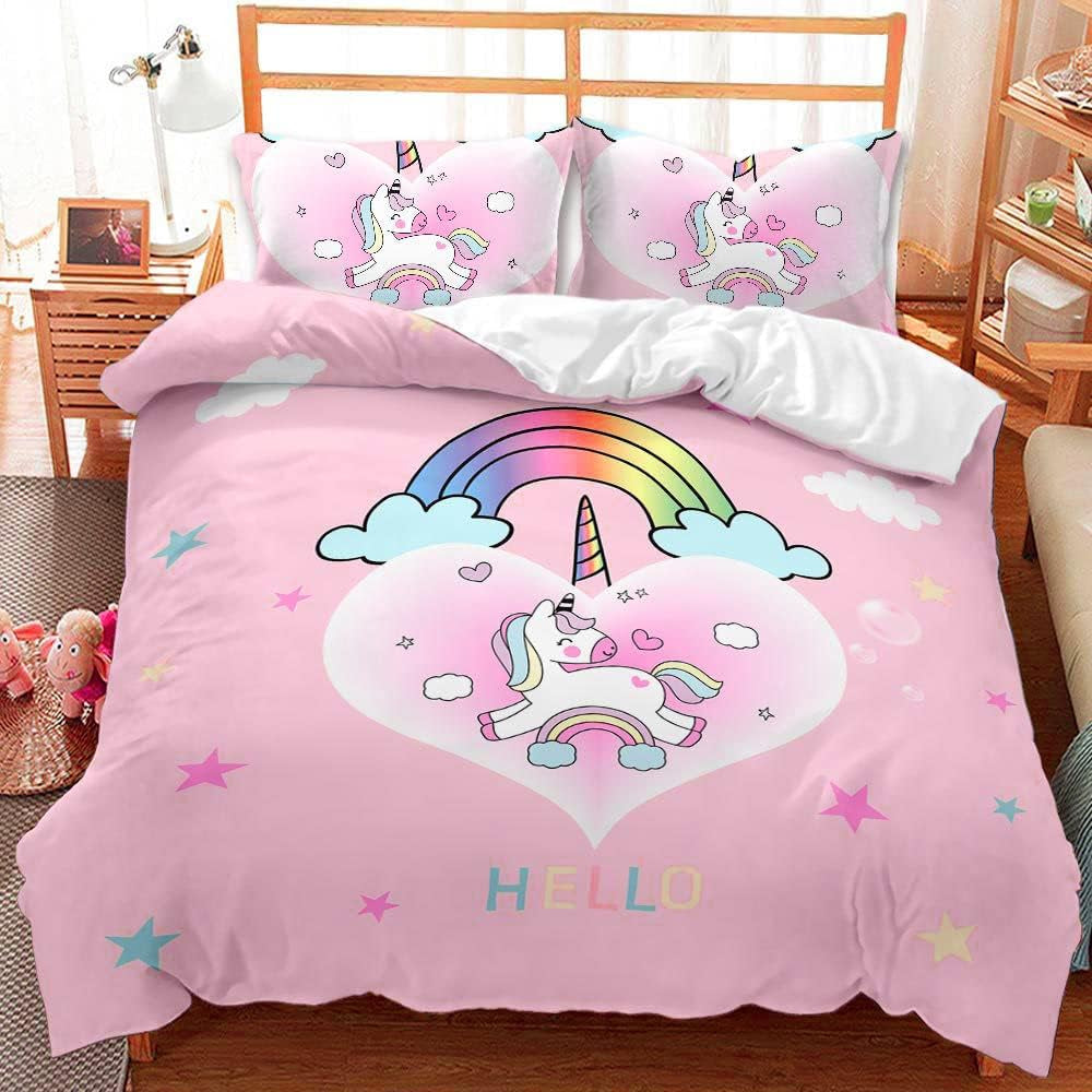 Sengetøj til piger, Unicorn, 2 pudebetræk Sengetøj - børn Naty Shop Unicorn Pink (model 2) 200×200 Cm