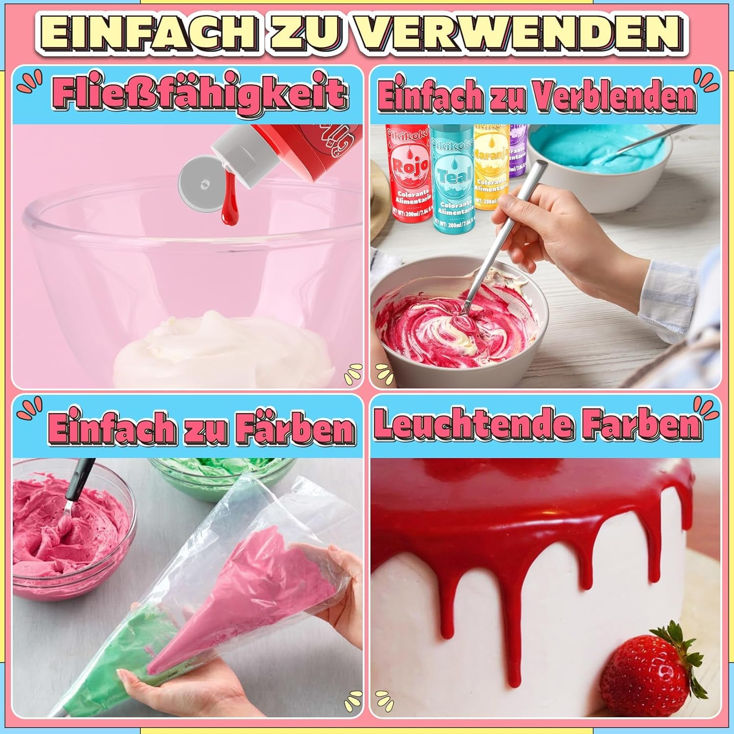 Colorant alimentar - Gikikoko 200ml colorant alimentar lichid, foarte concentrat, colorant alimentar pentru copt, macaroane, prăjituri, jeleu, fondant, prăjituri, slime DIY (violet)