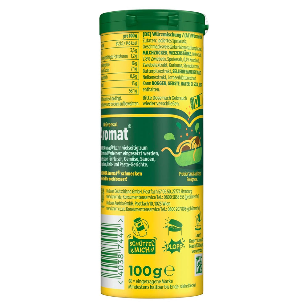 Knorr Würzmischung Universal Aromat für schnelle Gerichte zum Krydderi og krydring af kød, grøntsager, saucer og mere 100 g