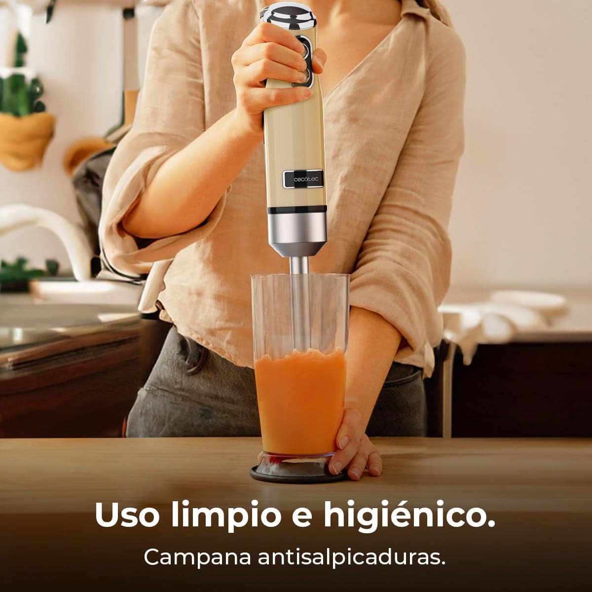 Cecotec Håndmixer Retro Power Retroyellow 1200MAX. 1200W Maximale Leistung, 4-Klingen-Messer Mit Schwarzer Titanbeschichtung, 2 Geschwindigkeiten, 0,5L Becher, Vintage-Design Mother and Child Naty Shop