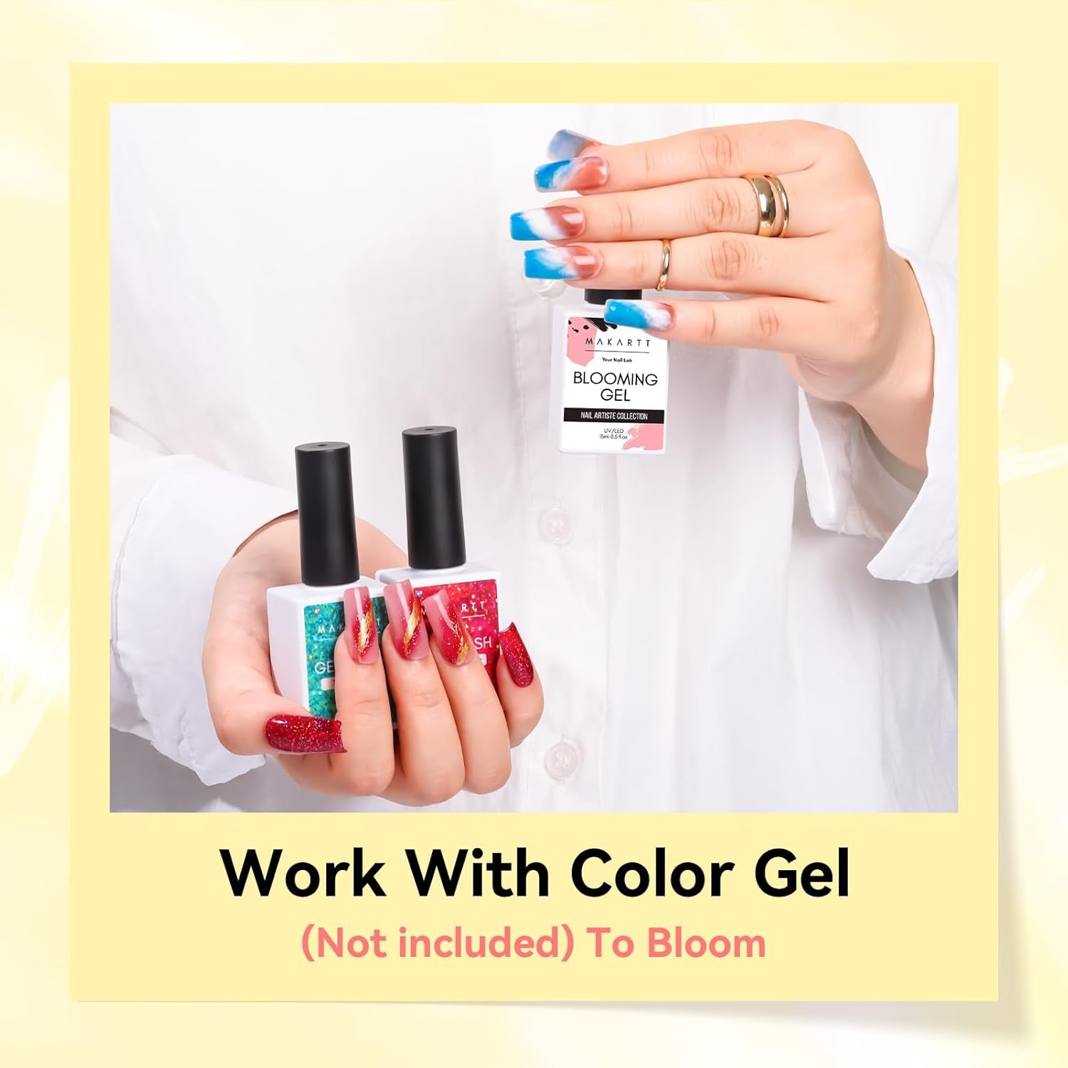 Oja gel Makartt Blooming - 15 ml Gel Blooming pentru întinderea ojei cu culoarea marmoră, vopsea gel, modele de unghii pentru manichiură DIY, flori, animale, acuarelă, kit magic pentru manichiură