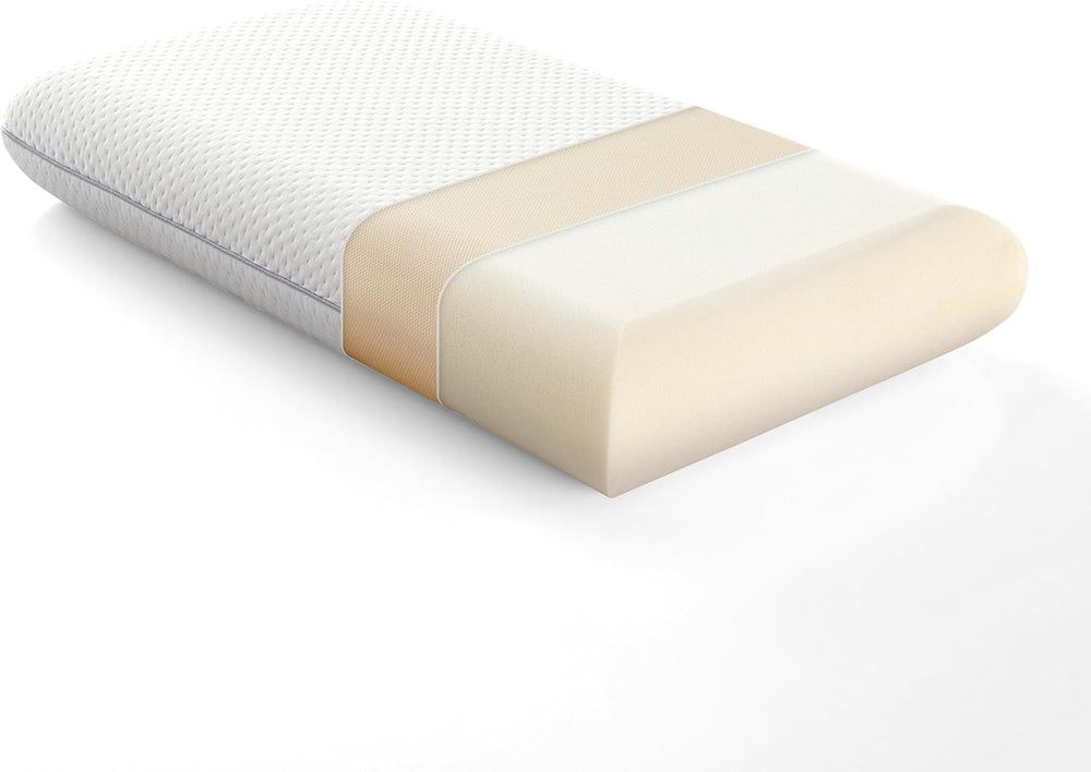 Pernă Sonive din spumă cu memorie 70x36x8cm, pernă cu fibre de bambus + față de pernă din poliester, pernă de gât pentru dureri de gât, pernă de dormit lavabilă și detașabilă, albă