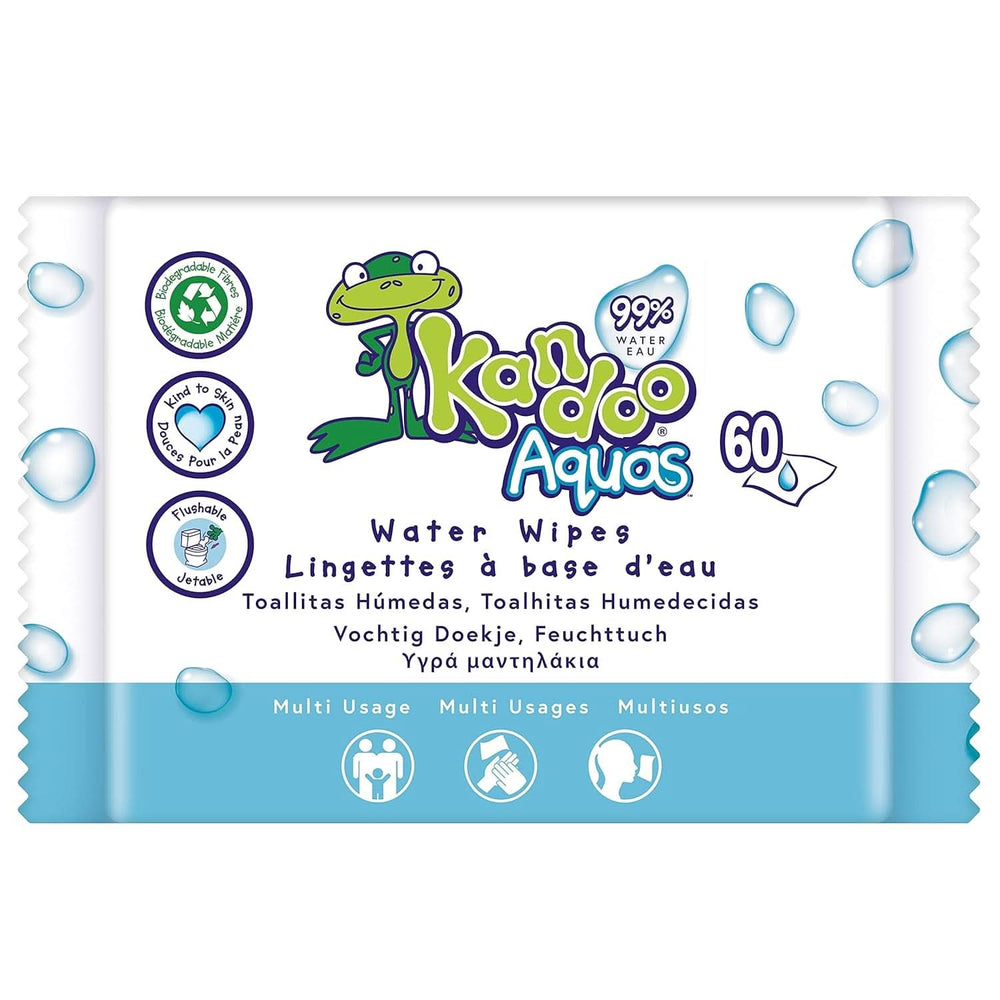 Aquas multifunktionelle toiletservietter 99% vand Pakke med 60 Baby Wet Wipes Naty Shop
