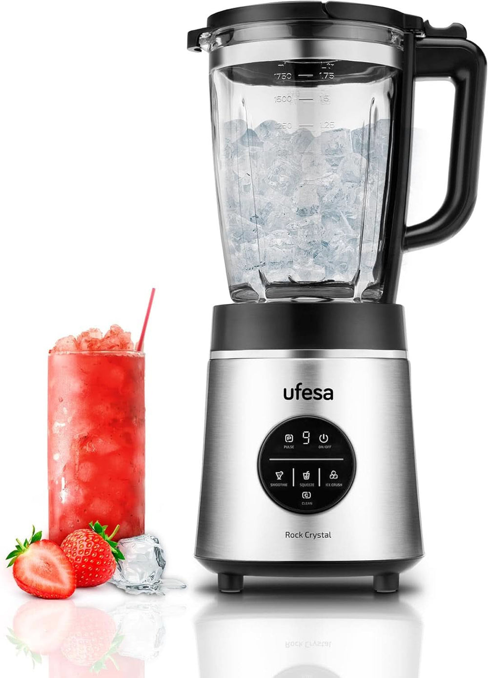 Ufesa White Gold Standmixer, 1500W Leistung, 1,5L Glaskrug, Geschwindigkeitsregler Mit Led-Licht, Ice Crusher, 6 Herausnehmbare Edelstahlklingen, 2 Geschwindigkeiten + TURBO Mother and Child Naty Shop 1400W 1,75L