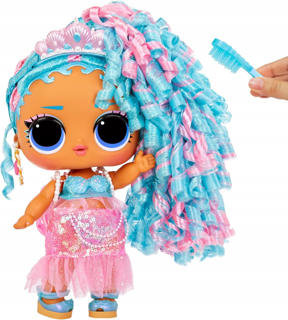 L.O.L. Surprise! Big Baby Hair Hair Hair – SPLASH QUEEN – 27,94 cm große Puppe mit 14 Überraschungen, Accessoires zum Teilen und echten Haaren – Für Kinder und Sammler ab 4 Jahren