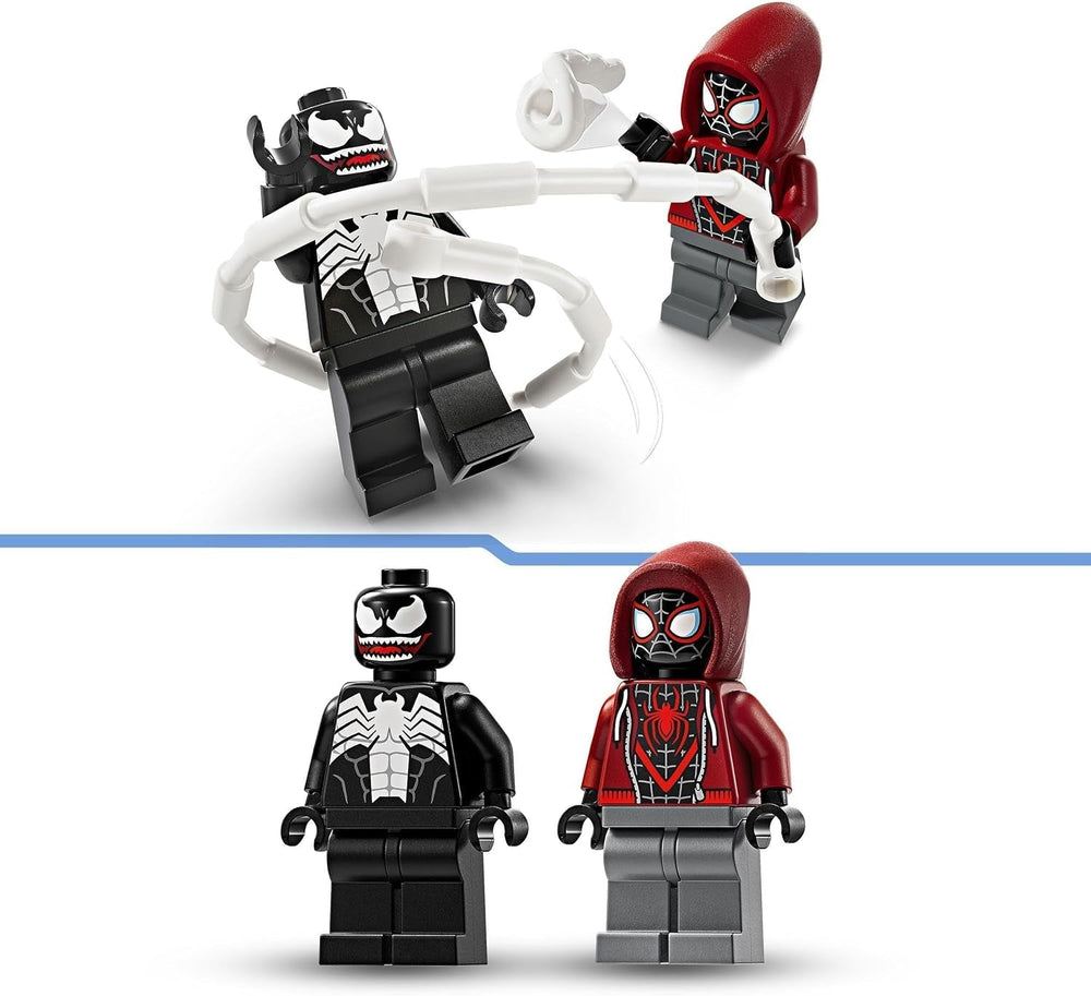 LEGO Marvel Venom Mech vs. Miles Morales bevægelige actionfigurer til børn Spider-Man Sæt med Superhelte Duel Minifigurer Legetøjsgave til drenge og piger 6 år 76276 Byggesæt Besuche den LEGO-Store