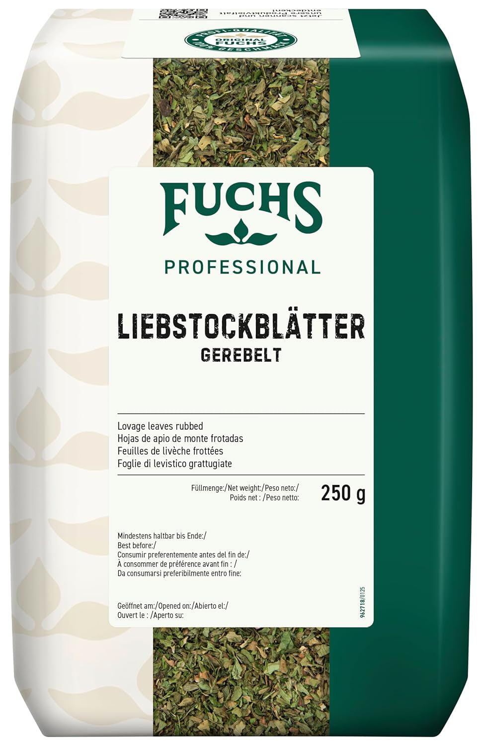 - Liebstockblätter gerebelt | Für salzarme Küche geeignet, passt zu Eintöpfen oder Salaten | Profi-Qualität für Großverbraucher | 0,25 kg im genanvendelig taske